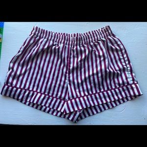 burgundy striped pajama shorts